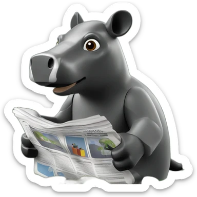 lego malayan tapir reading newspaper sticker
