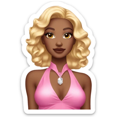 Blonde wavey hair long pink eyeshadow in a gem jumpsuit  sticker