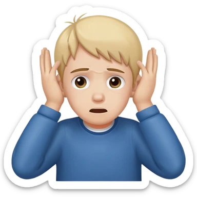 Make an autistic overstimulated kid covering his ears with his hands due to loud noise sticker