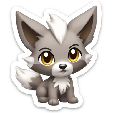 Kawaii Chibi Poochyena-Rocruff-Lycanroc-Pokémon Full Body sticker