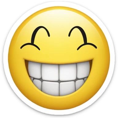 Yellow circle black eyes and top teeth smile with no bottom teeth  sticker