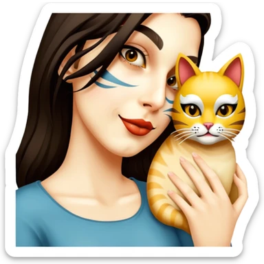 She is wearing a cat mask sticker