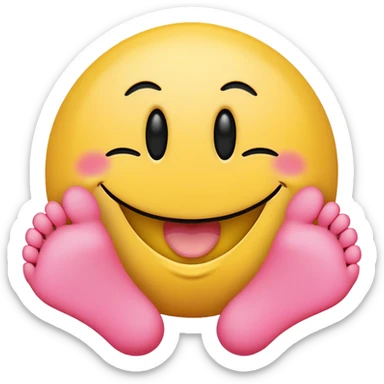 Smiley face blushing, with feet behind it sticker