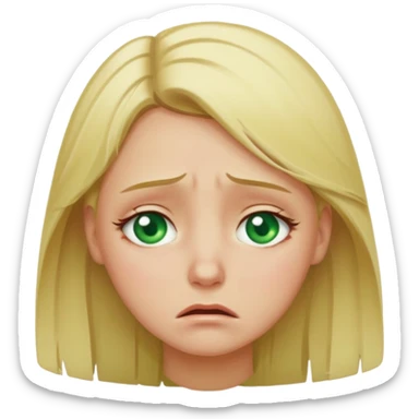 Very sad. Crying. Green eyes. Blonde hair  sticker