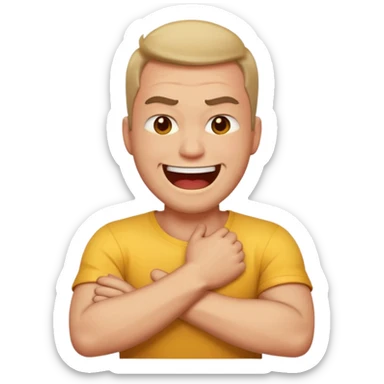 @kimmy ౨ৎ: Guys say “arms crossed around neck angry laughing guy” and then select emoji and you get it perfect sticker