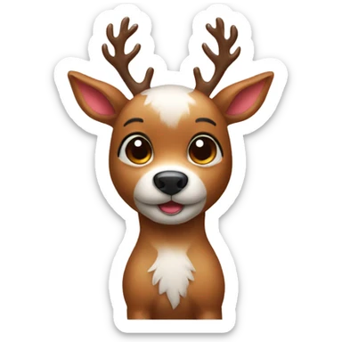 Cute Rudolph the deer with furry dog sticker