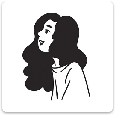 Simple sketch of a woman with flowing hair sticker
