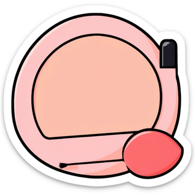 AVON makeup collection with compact, blush, and lip gloss sticker