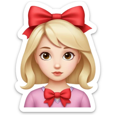 Cute girl with a bow sticker