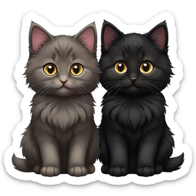 Two cute fluffy black Siberian kittens sticker