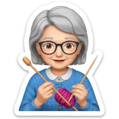 grandma knitting sticker