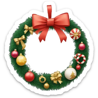 Circular christmas garland with baubles and bows sticker