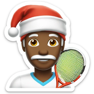 Tennis player wearing Santa hat white sticker