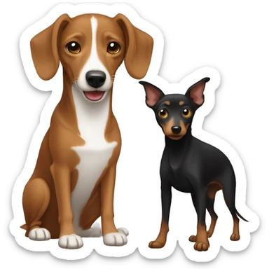 Black yorshire dog and  brown podenco dog sticker