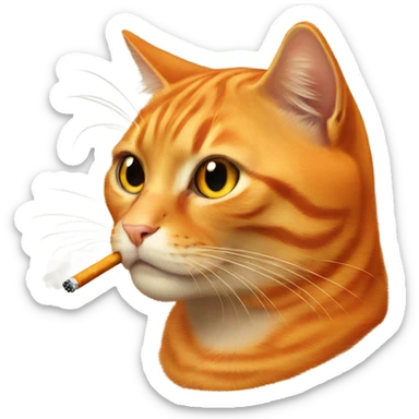 Orange cat smoking a cigarette  sticker
