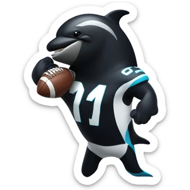 Orca wearing a football jersey, flexing with muscles  sticker