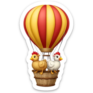 Sheep rooster, duck in hot air balloon  sticker