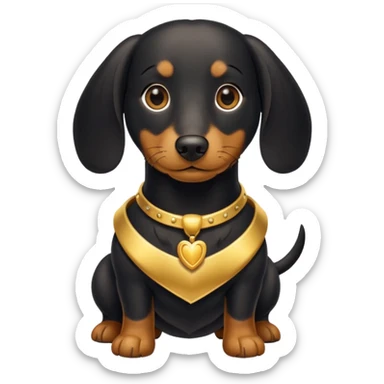 Long hair black with gold chest wiener dog  sticker