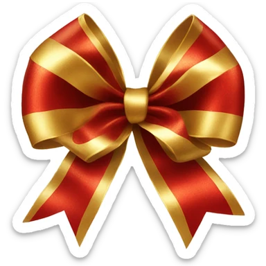 Gold and red Christmas bow sticker