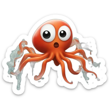 A squid smashing a ladybug sticker