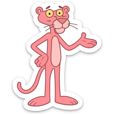 flat toon style pink panther sticker