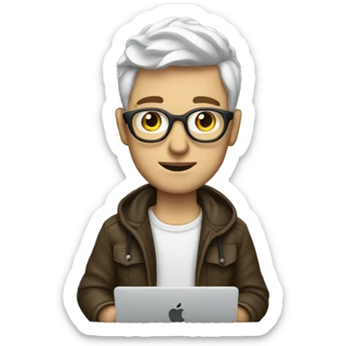 italian white boy music producer with a Macbook  sticker