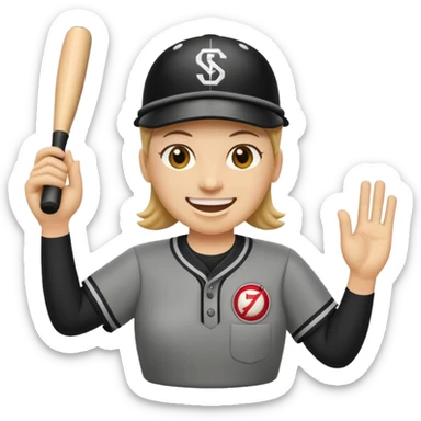emoji de iOS de un umpire haciendo señal de strike en beisbol sticker