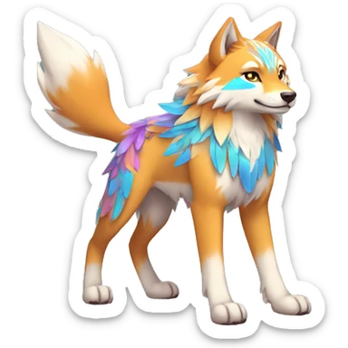 Colorful Shiny Fionbri-Falvie-sparkle-wolf-sona with tribal markings full body sticker