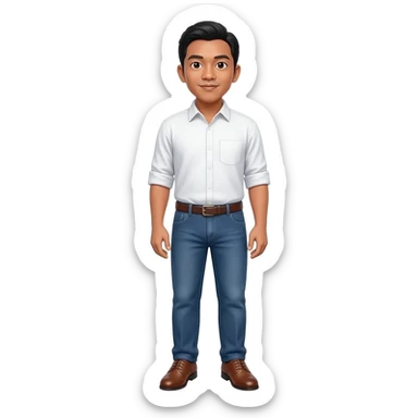 Filipino man white shirt and denim blue pants and brown shoes  sticker