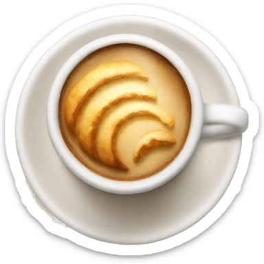 Cup of cappuccino with croissant sticker