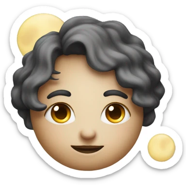 Moon astrology symbol with cute face sticker