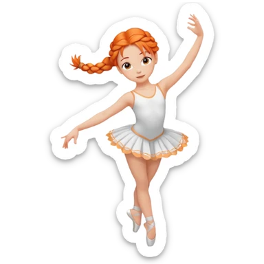 A young dancer with braided orange hair, practicing a gentle arabesque. sticker