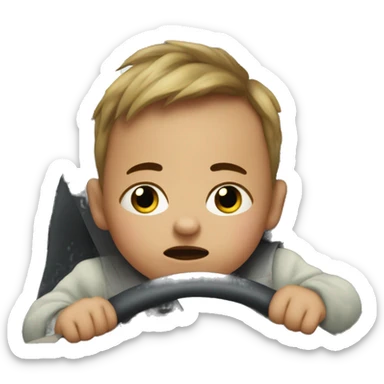 Baby driving frustrated in traffic needing to go to the bathroom sticker