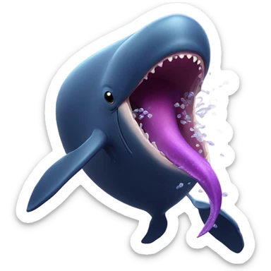 purple sperm whale swimming with open mouth sticker