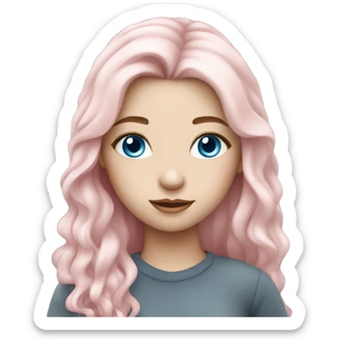 beautiful girl with fair skin, blue eyes and long pale pink hair sticker