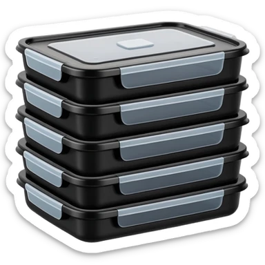 stacked black meal prep containers sticker