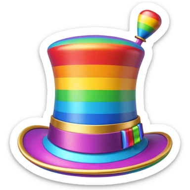 rainbow spinning top hat sticker