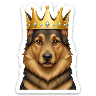 German shepherd with crown sticker