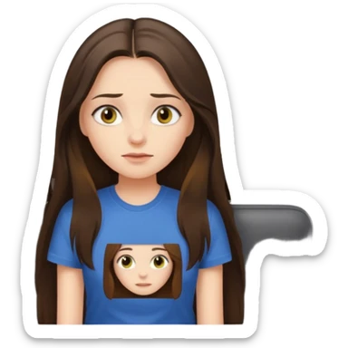 long haired brunette girl hazel eyes watching tv sticker