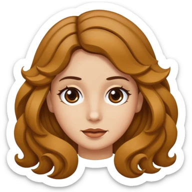 Crea un emoji de una persona con piel blanca pero no tan pálida con pelo castaño claro y ondas con ojos marrones muy pocas pecas  sticker