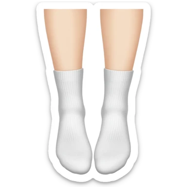 woman's feet wearing white crew socks viewed from directly underneath showing soles sticker