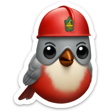 Cardinal bird wearing army helmet sticker