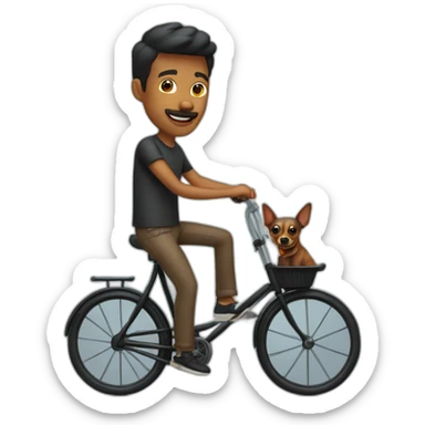 Hombre en bicicleta con pinscher negro sticker