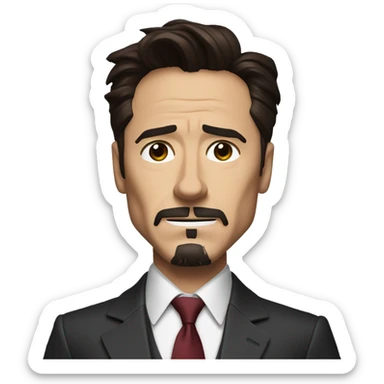 tony stark con una computadora sticker