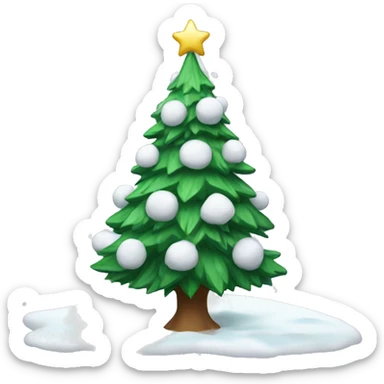 a decorated and snow-covered Christmas tree sticker