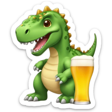 Dinosaure de dessin animé en train de boire une bière sticker