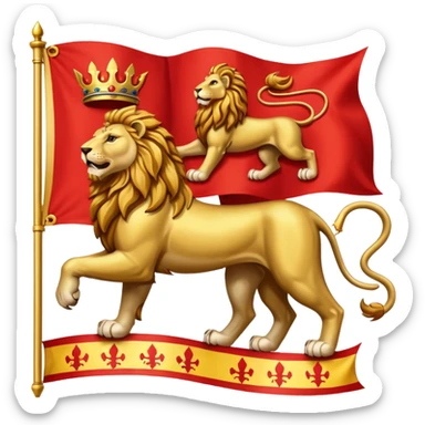 Majestic 4 leg Lion Medieval Banner heraldry flag sticker