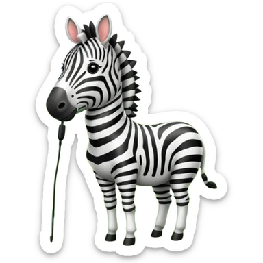 A zebra listening to music sticker