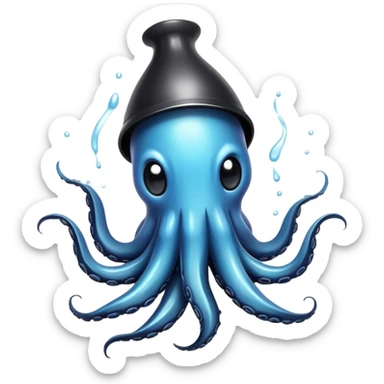 A cute squid squirting black ink sticker