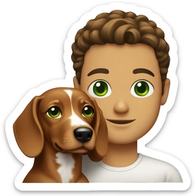 Lebanese with green eyes holding a dachshund sticker